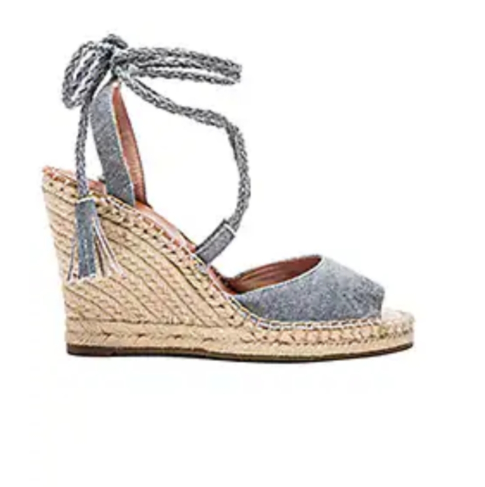 MERONA WEDGE HEELS WITH ANKLE TIE TASSELS